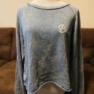 Blank Paige Blue Be Nice Sweater Cropped with Long Sleeves and a denim wash